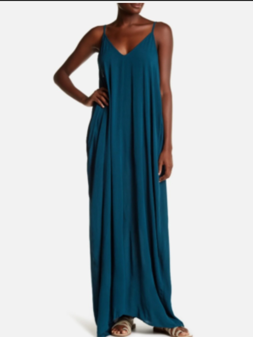 NWT LOVESTITCH Mila Cocoon Maxi Dress Teal Blue M/L